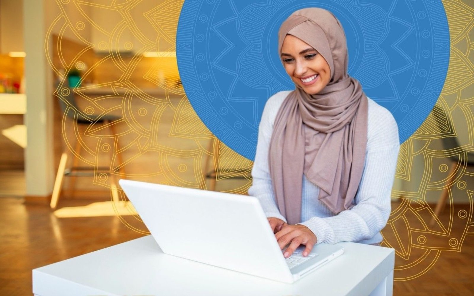 Student learning the Quran through interactive online Quran courses at home